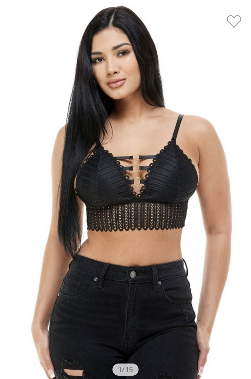 Deep V Neck Lace Sleeveless Crop Top – ALELLY