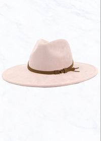 Suede fedora hat w/ leather band