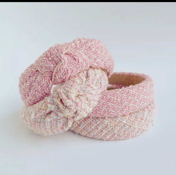 Pink tweed headbands