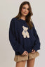 Navy bow bear sweater