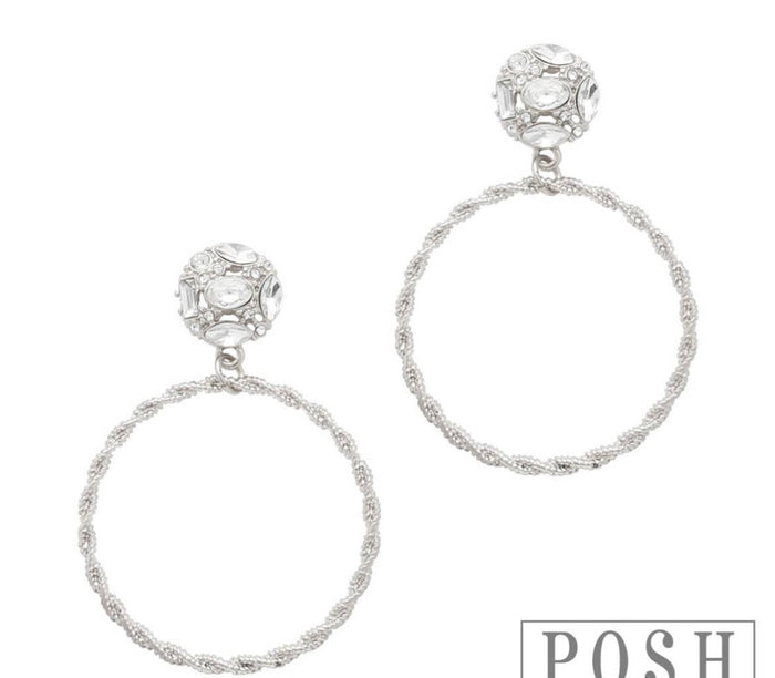 Circle rhinestone earrings