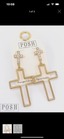 Pave cross earrings