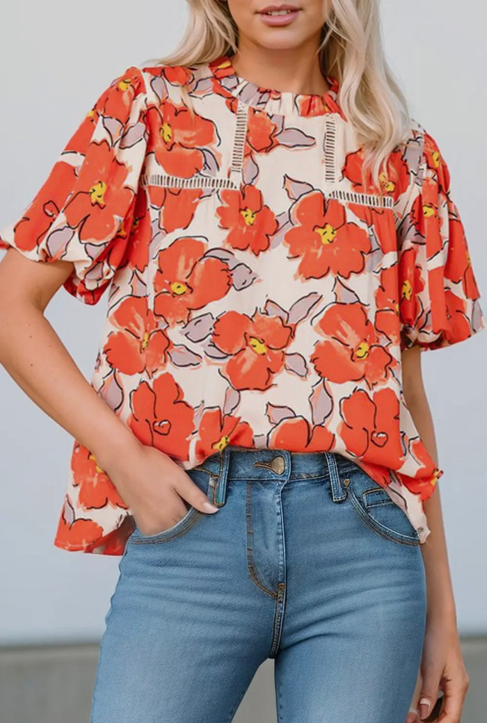 Floral puff sleeve top