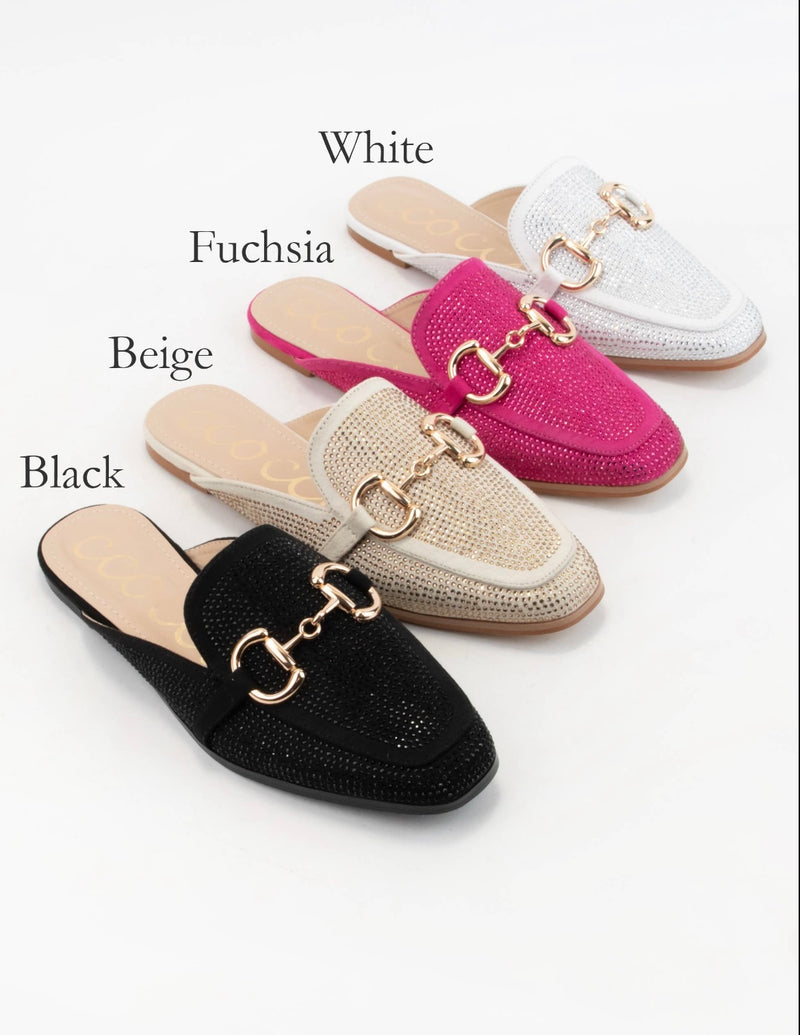 Bedazzled Loafer Flat Mule