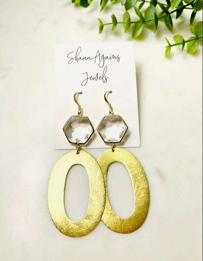 Gold stone earrings