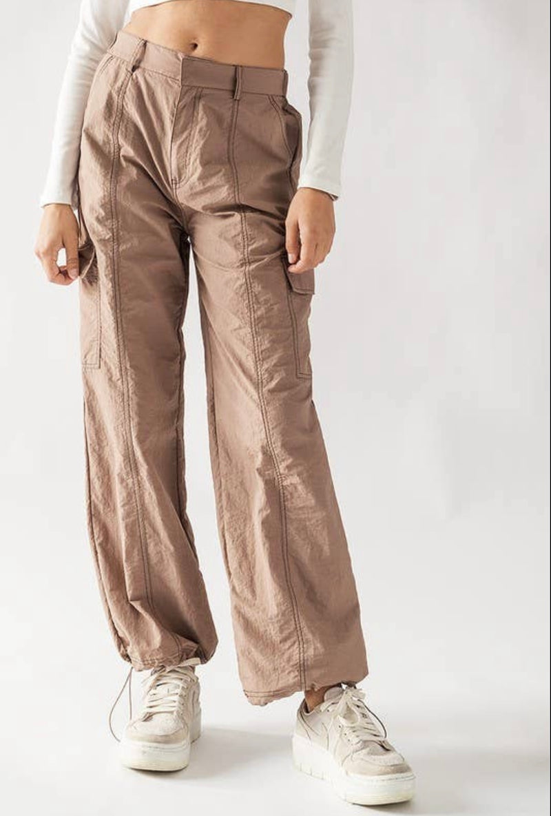 Casual Paperbag Waist Straight Leg Pants with Belt – ALELLY