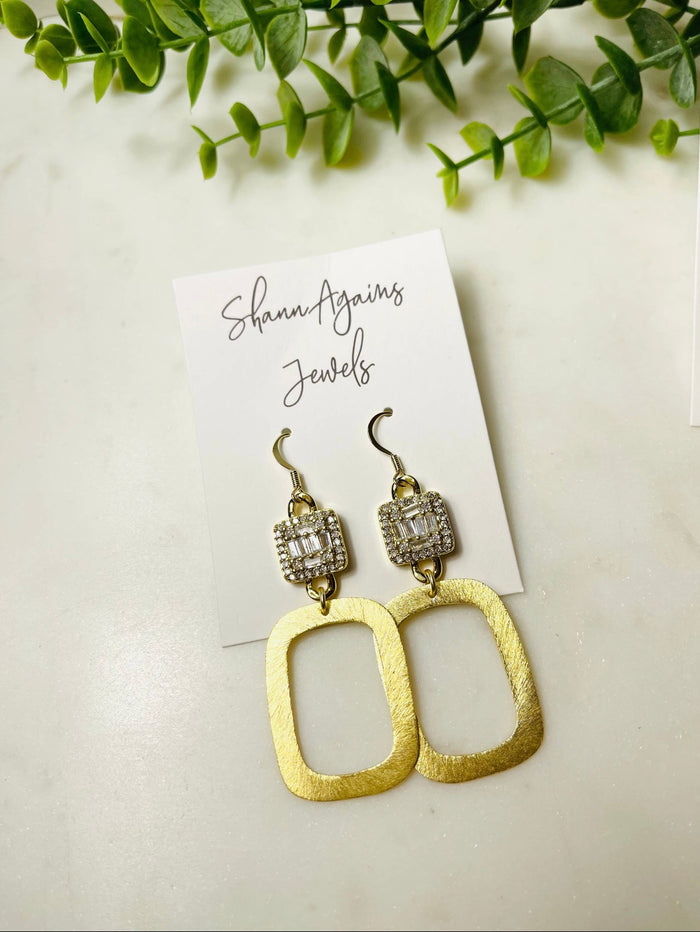 Gold stone earrings