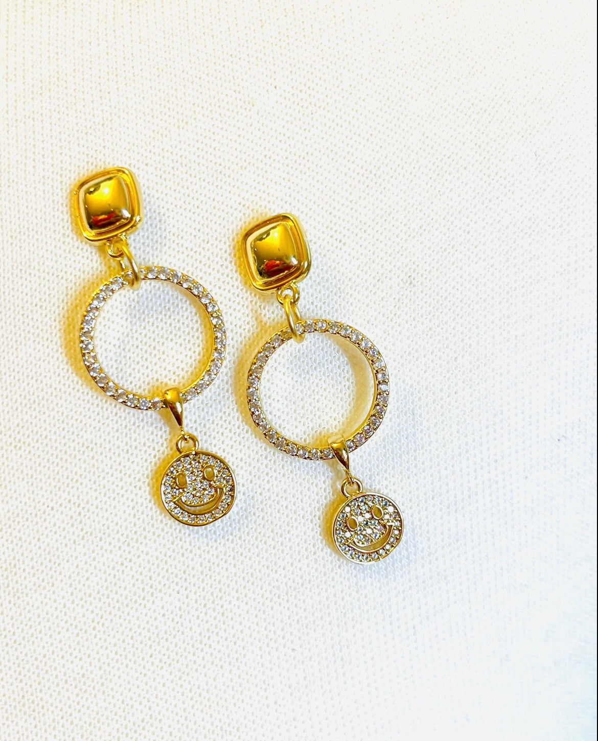 Pave happy earrings