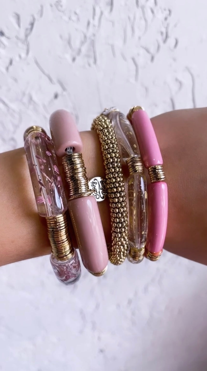 Pink & gold bracelets