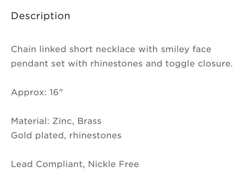 Happy  face bling necklace