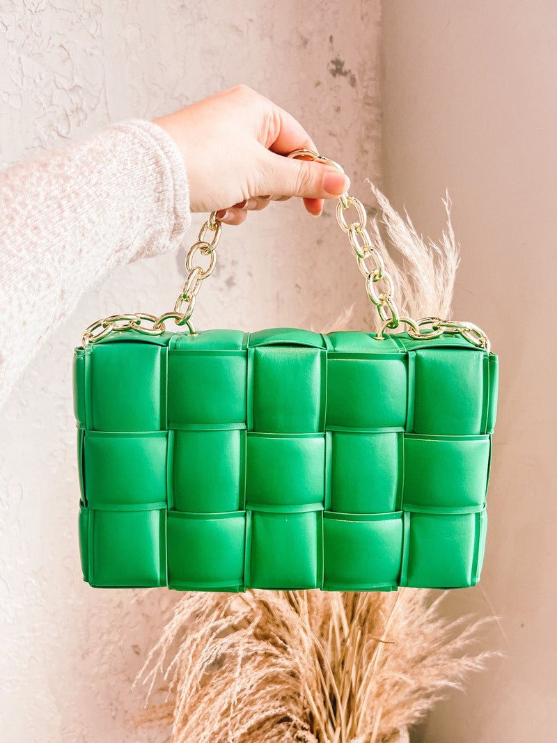 Green Woven Chain Bag