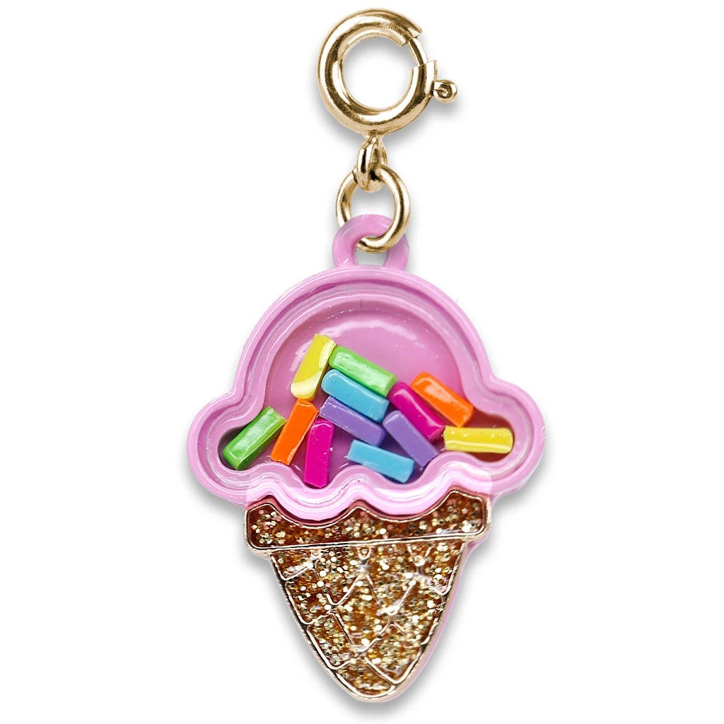Charm it! Ice cream with sprinkles (Gold Ice Cream Cone Shaker Charm)
