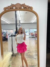 Hot pink ruched skirt