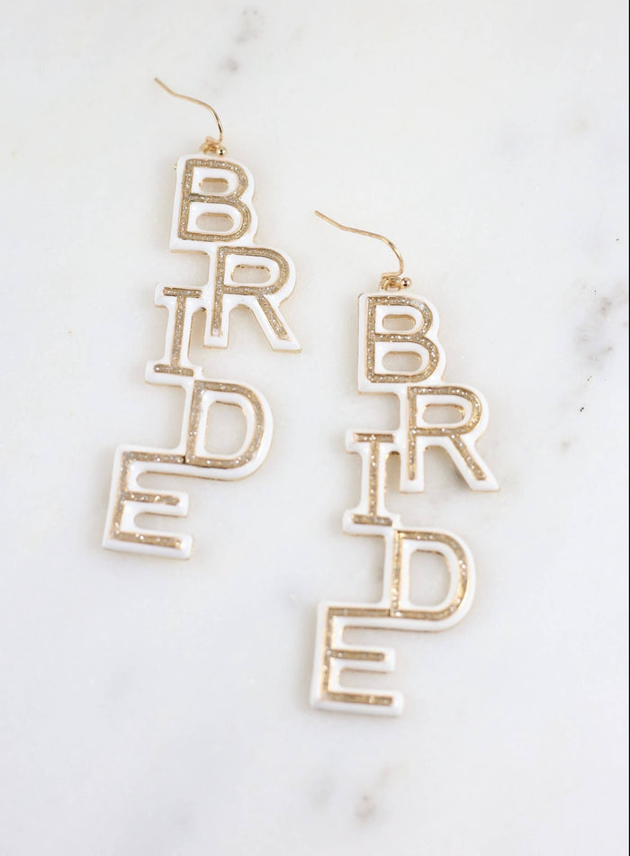 White/ gold bride earrings